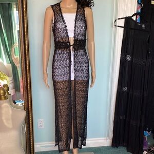 Black Sheer Sleeveless Kimono Vest